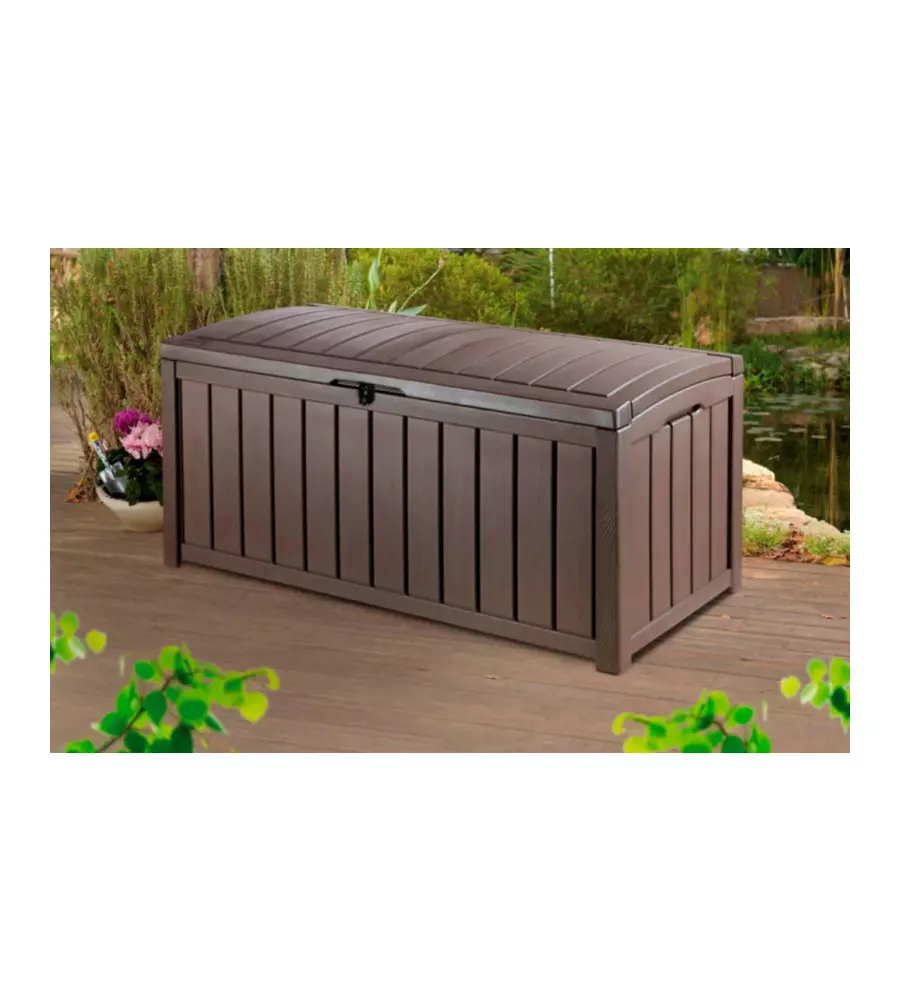 BAULE DA ESTERNO KETER "GLENWOOD" IN RESINA MARRONE EFFETTO LEGNO 390 LT 128X65X61 CM